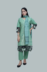 Premium 3-Piece Embroidered Cotton Suit – Soft Fabric with Boring Work | Naqshé